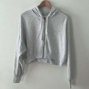 Hollister Medium light gray cropped full zip hoodie